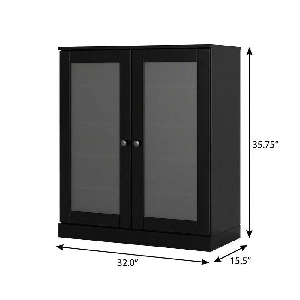 Black Twenty Pair Solid WoodShoe Storage Cabinet