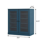 Teal Blue Twenty Pair Solid WoodShoe Storage Cabinet