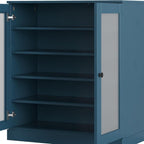Teal Blue Twenty Pair Solid WoodShoe Storage Cabinet