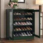 Green Twenty Pair Solid WoodShoe Storage Cabinet