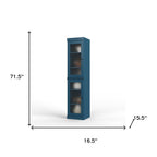 72" Teal Blue Solid Wood Two Door Pantry Or Storage Closet