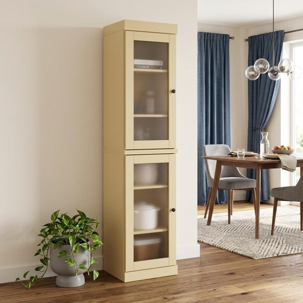 72" Yellow Solid Wood Two Door Pantry Or Storage Closet
