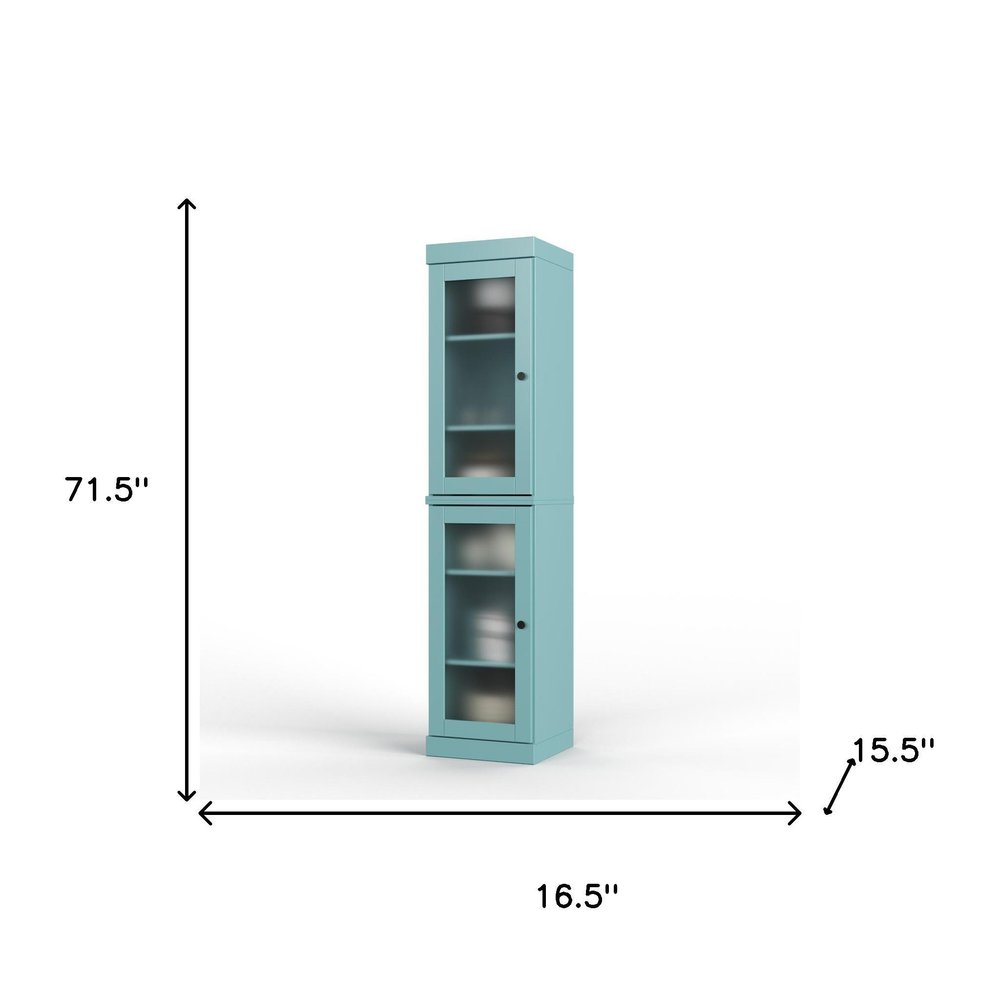72" Aqua Solid Wood Two Door Pantry Or Storage Closet