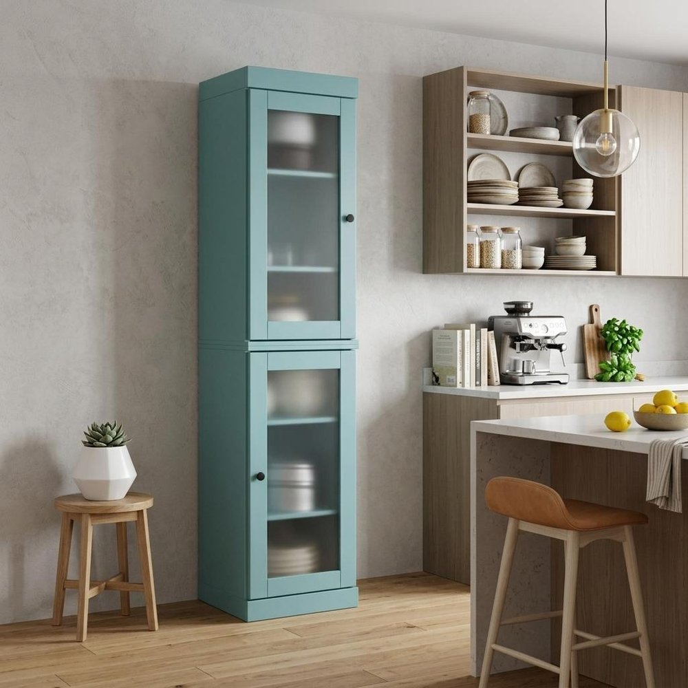 72" Aqua Solid Wood Two Door Pantry Or Storage Closet