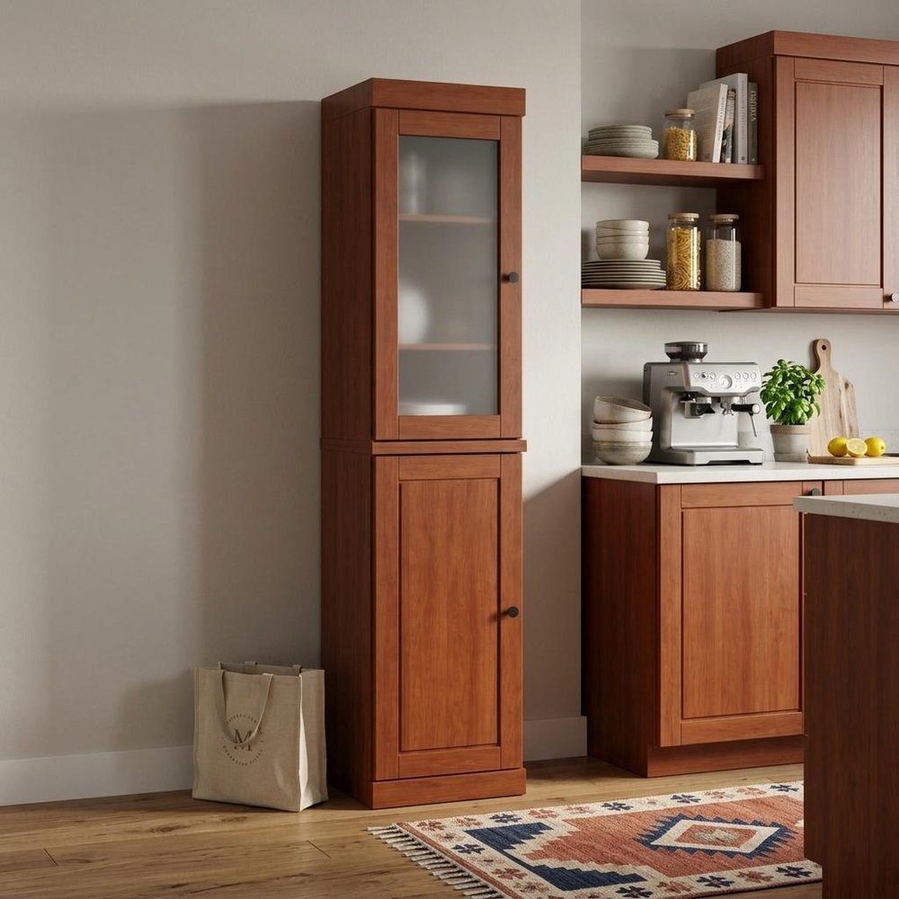 72" Coffee Solid Wood Two Door Pantry Or Storage Closet