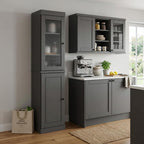 72" Gray Solid Wood Two Door Pantry Or Storage Closet