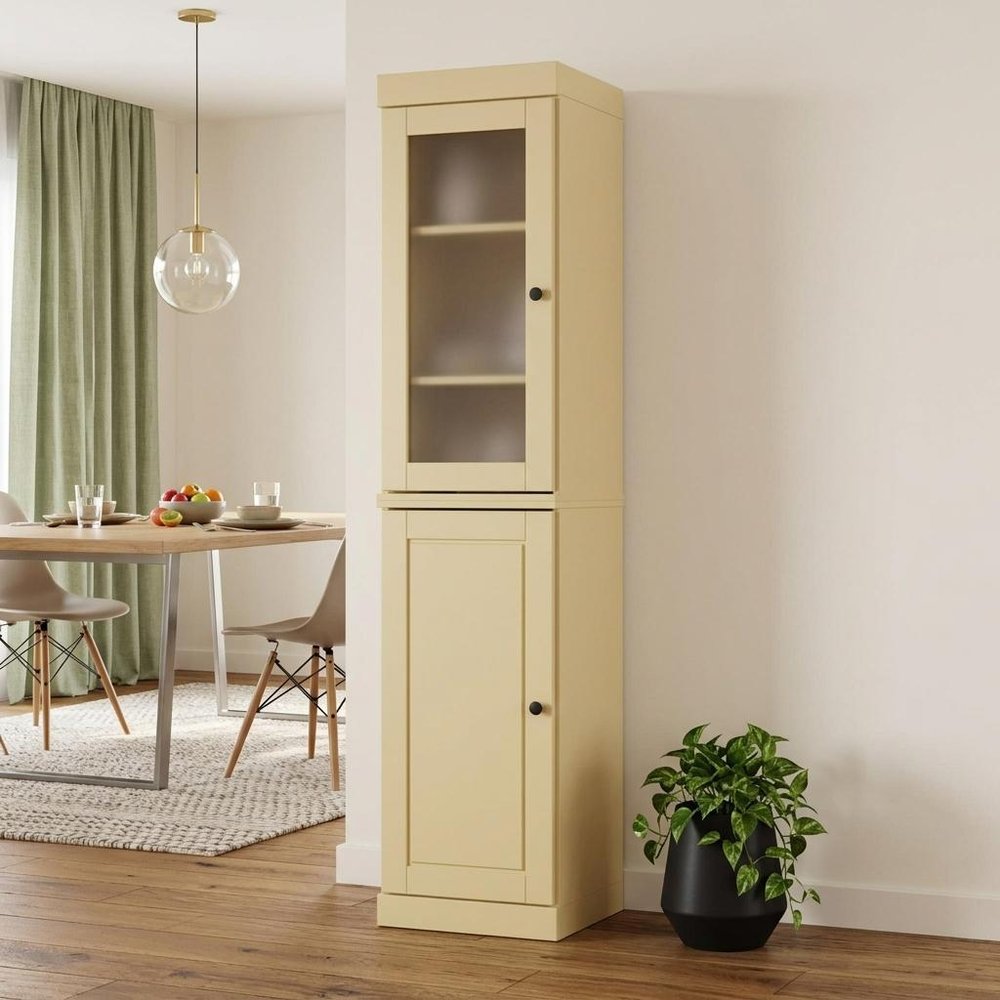 72" Yellow Solid Wood Two Door Pantry Or Storage Closet
