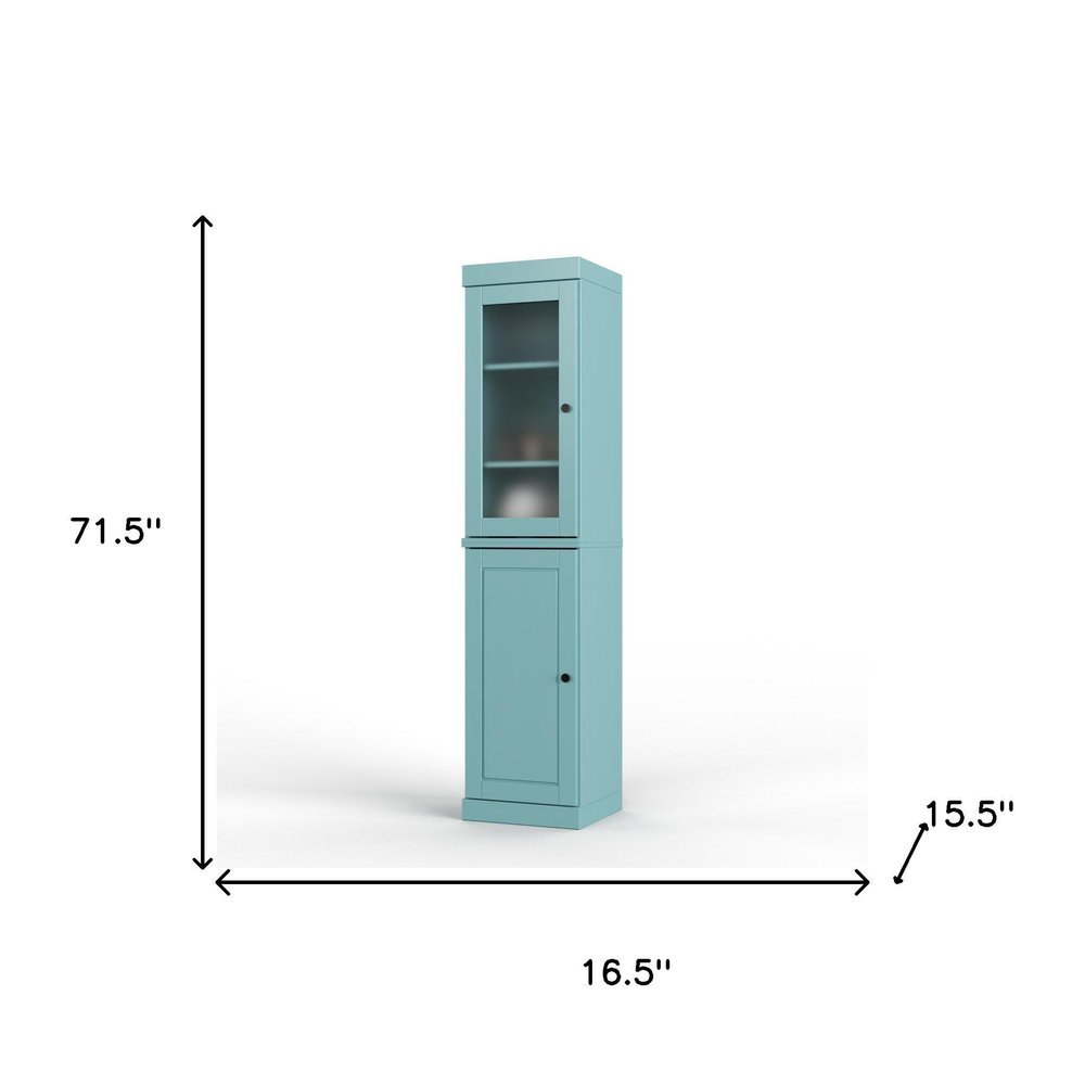 72" Aqua Solid Wood Two Door Pantry Or Storage Closet