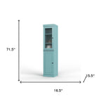 72" Aqua Solid Wood Two Door Pantry Or Storage Closet