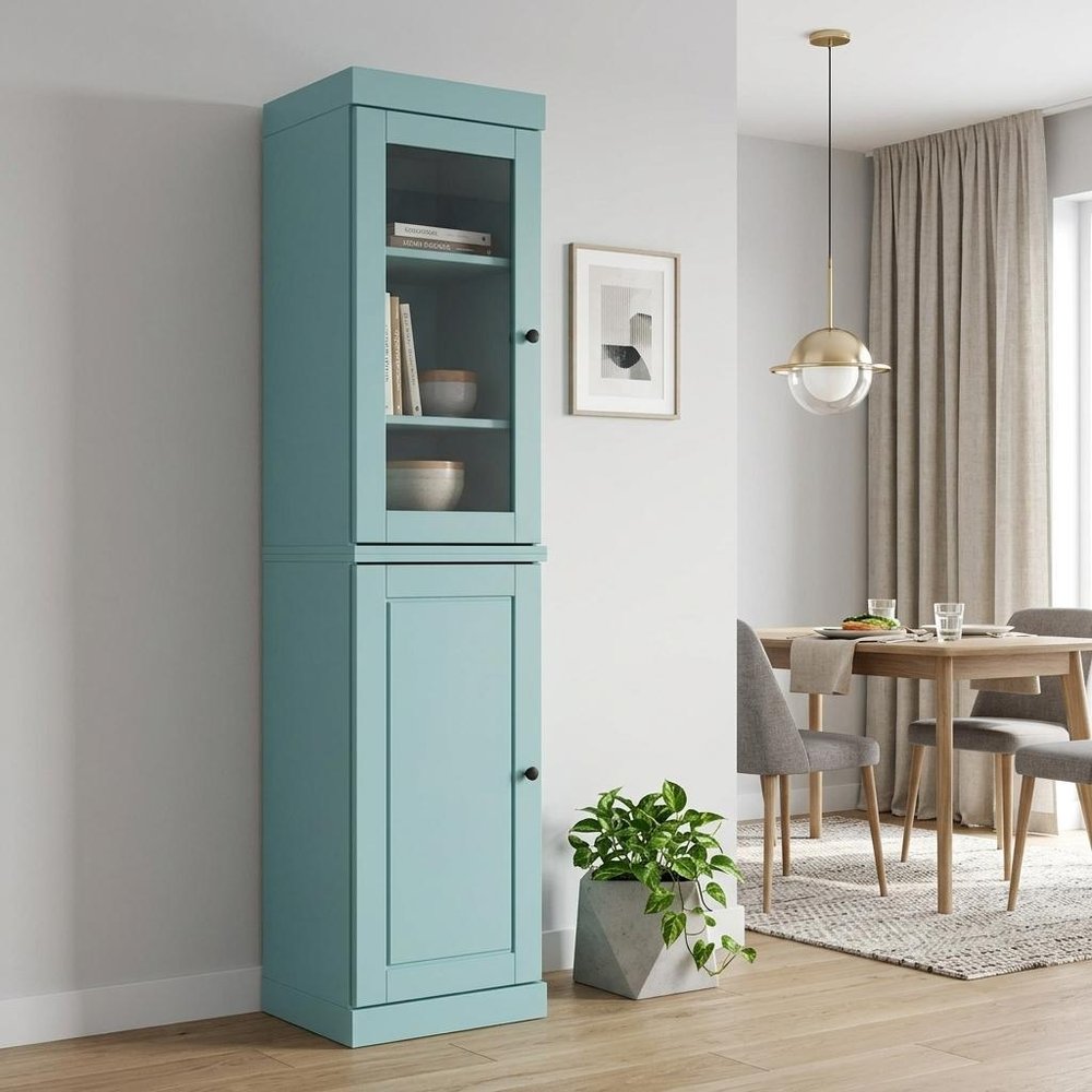 72" Aqua Solid Wood Two Door Pantry Or Storage Closet