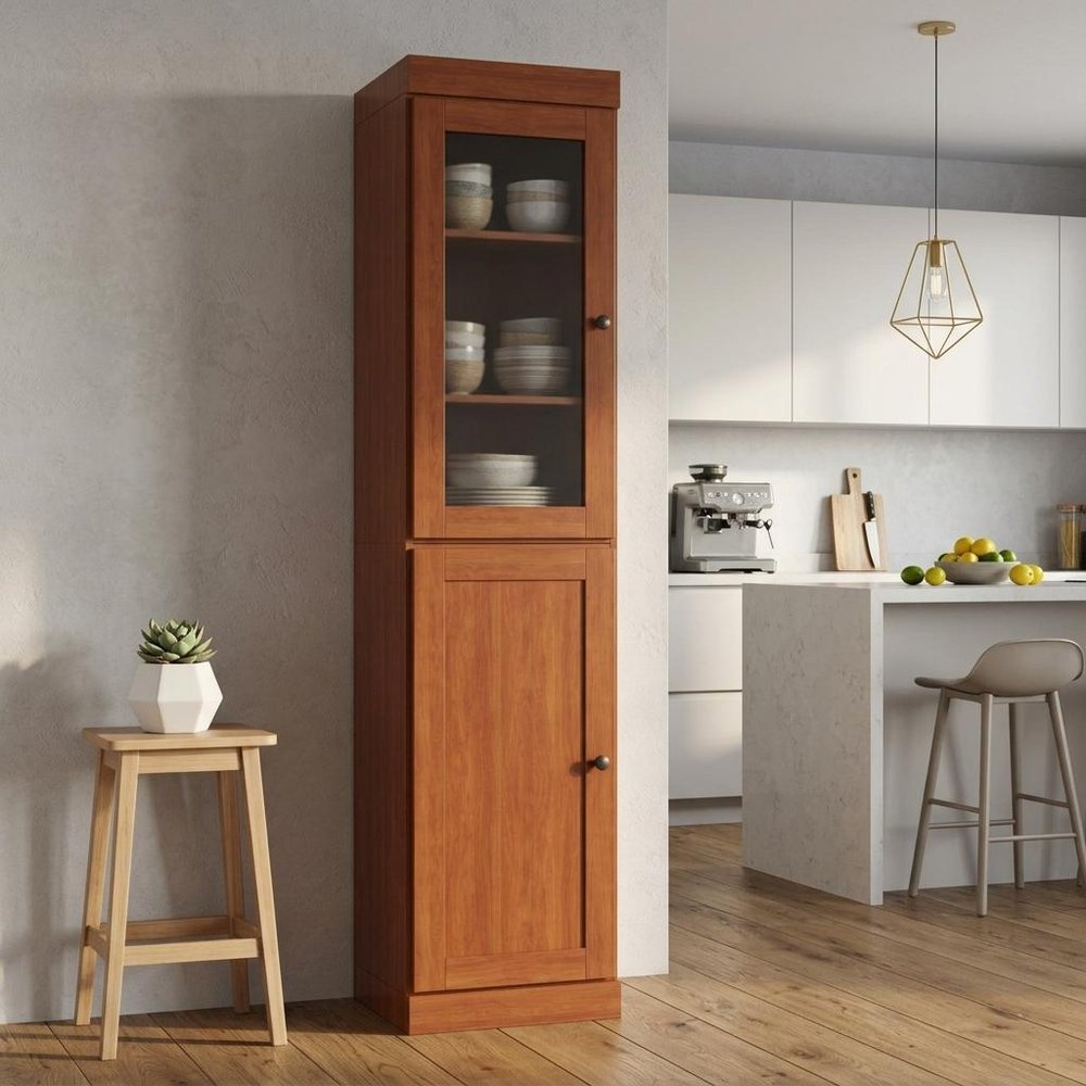 72" Coffee Solid Wood Two Door Pantry Or Storage Closet
