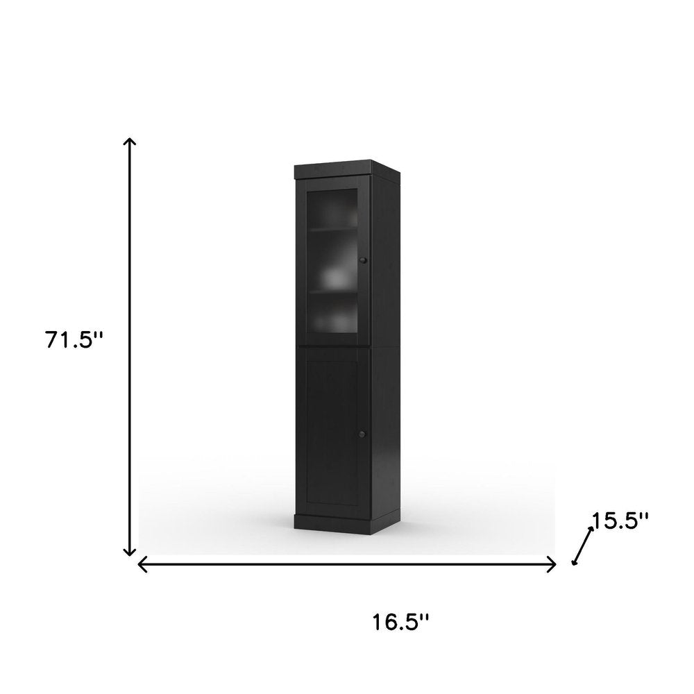 72" Black Solid Wood Two Door Pantry Or Storage Closet