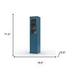 72" Teal Blue Solid Wood Two Door Pantry Or Storage Closet