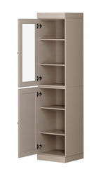 72" Beige Solid Wood Two Door Pantry Or Storage Closet