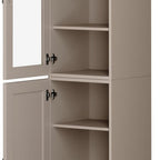 72" Beige Solid Wood Two Door Pantry Or Storage Closet