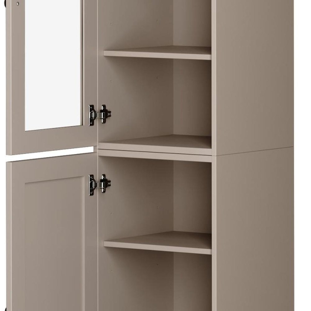 72" Beige Solid Wood Two Door Pantry Or Storage Closet