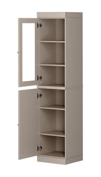 72" Beige Solid Wood Two Door Pantry Or Storage Closet
