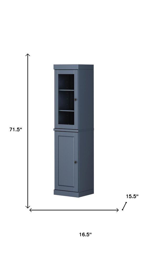72" French Blue Solid Wood Two Door Pantry Or Storage Closet