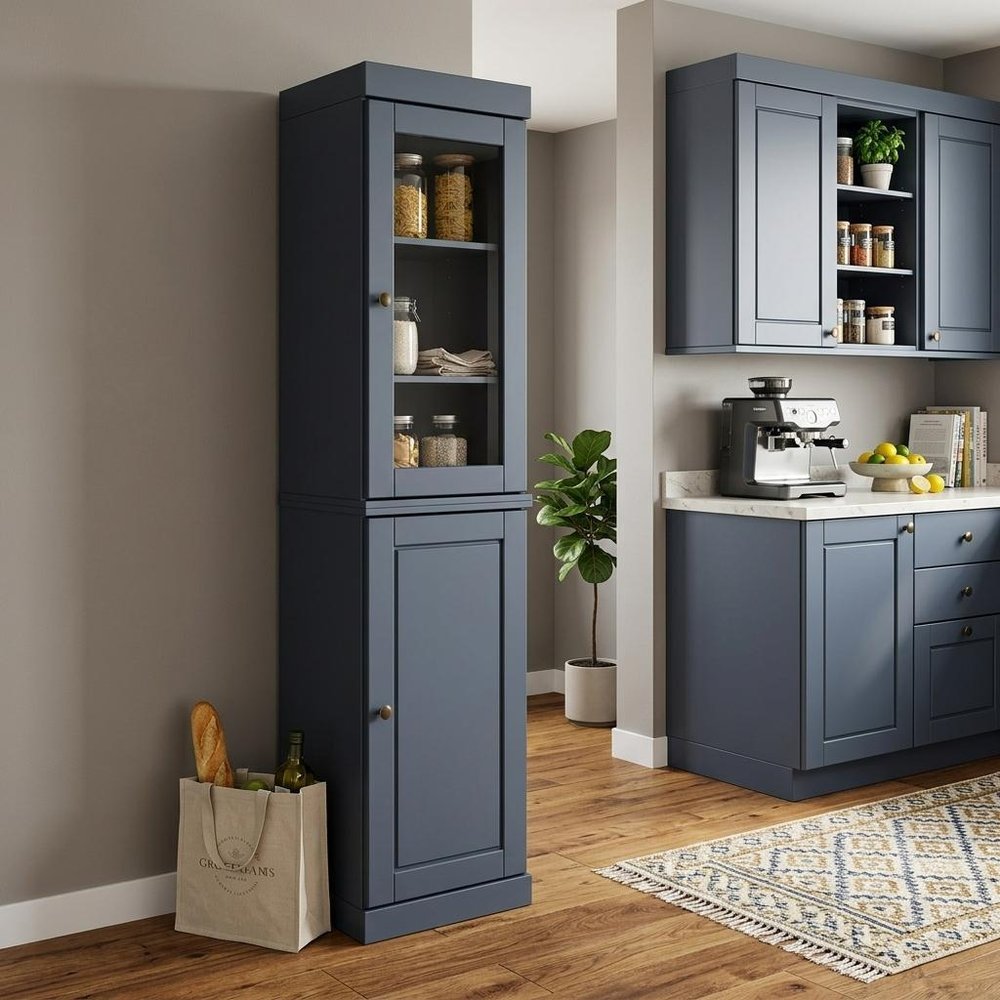 72" French Blue Solid Wood Two Door Pantry Or Storage Closet