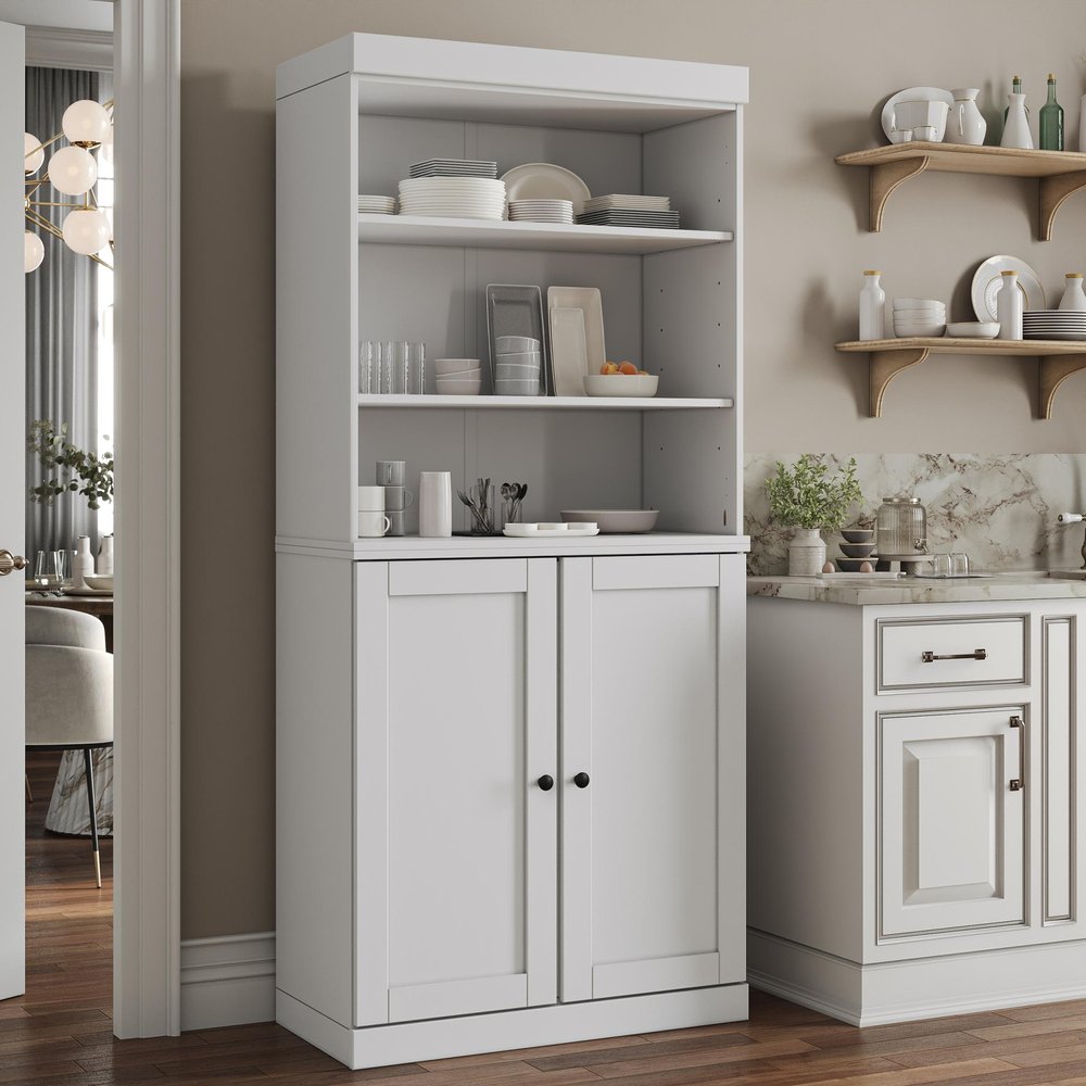 72" White Solid Wood Two Door Pantry Or Storage Closet