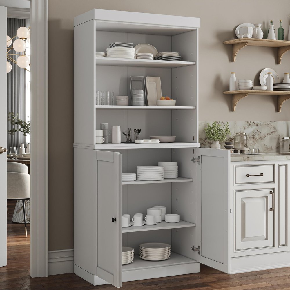 72" White Solid Wood Two Door Pantry Or Storage Closet