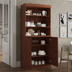 72" Coffee Solid Wood Two Door Pantry Or Storage Closet