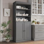 72" Gray Solid Wood Two Door Pantry Or Storage Closet