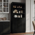 72" Black Solid Wood Two Door Pantry Or Storage Closet