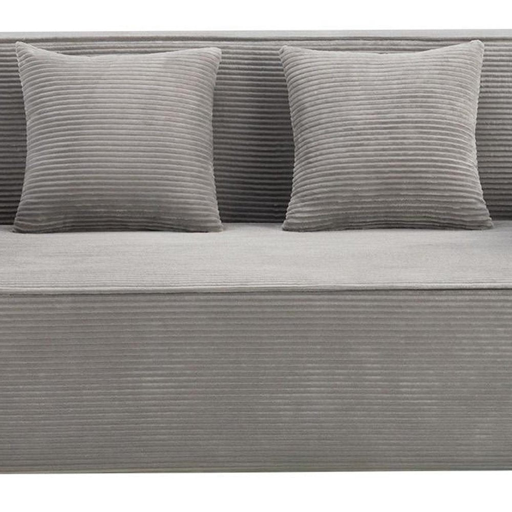 76" Gray Corduroy Loveseat and Toss Pillows