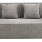 76" Gray Corduroy Loveseat and Toss Pillows