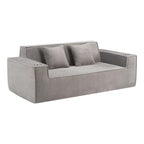 76" Gray Corduroy Loveseat and Toss Pillows