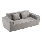 76" Gray Corduroy Loveseat and Toss Pillows