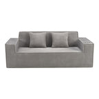 76" Gray Corduroy Loveseat and Toss Pillows