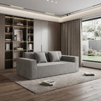 76" Gray Corduroy Loveseat and Toss Pillows