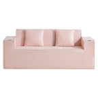 76" Gray Corduroy Loveseat and Toss Pillows