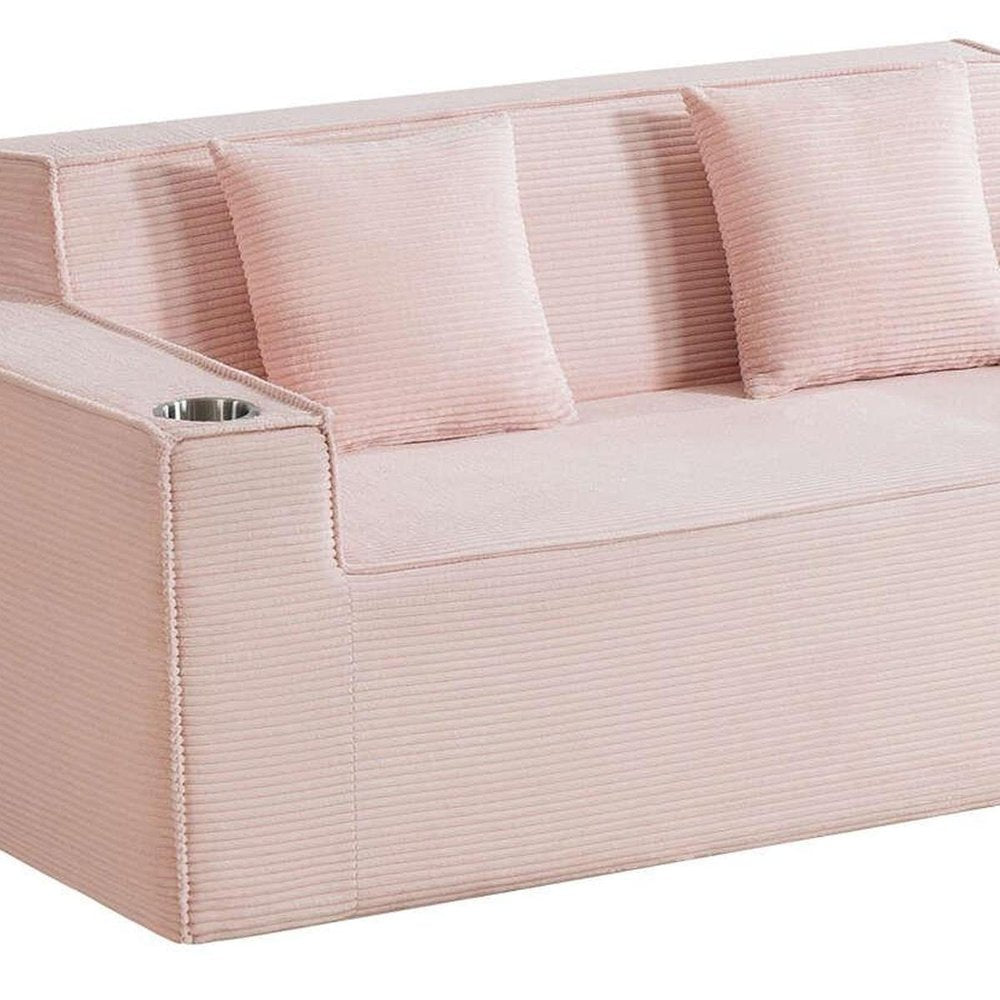 76" Gray Corduroy Loveseat and Toss Pillows