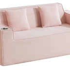 76" Gray Corduroy Loveseat and Toss Pillows