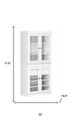 72" White Solid Wood Four Door Two Drawer Pantry Or Storage Closet