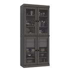 72" Gray Solid Wood Four Door Two Drawer Pantry Or Storage Closet
