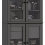 72" Gray Solid Wood Four Door Two Drawer Pantry Or Storage Closet
