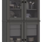 72" Gray Solid Wood Four Door Two Drawer Pantry Or Storage Closet