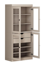 72" Beige Solid Wood Four Door Two Drawer Pantry Or Storage Closet