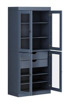 72" French Blue Solid Wood Four Door Two Drawer Pantry Or Storage Closet