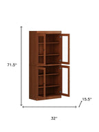 72" Coffee Solid Wood Four Door Pantry Or Storage Closet