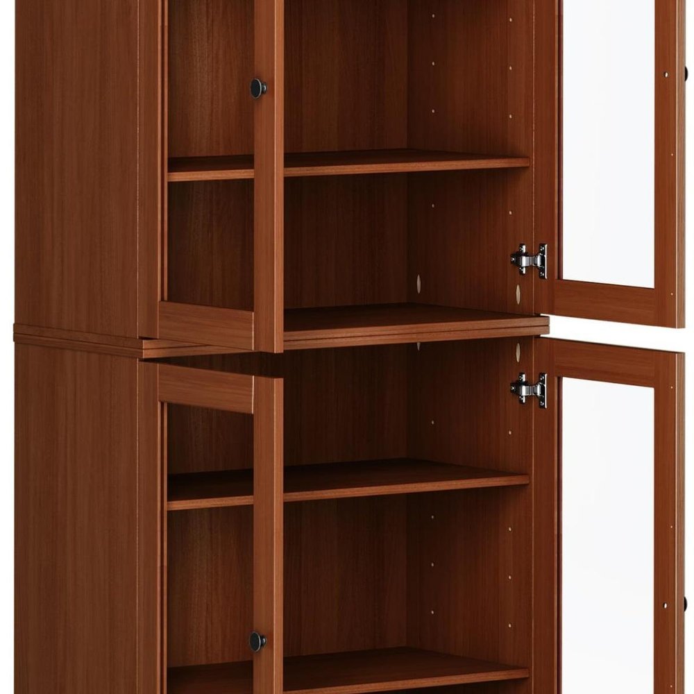 72" Coffee Solid Wood Four Door Pantry Or Storage Closet