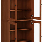 72" Coffee Solid Wood Four Door Pantry Or Storage Closet