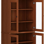 72" Coffee Solid Wood Four Door Pantry Or Storage Closet