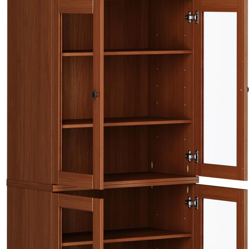72" Coffee Solid Wood Four Door Pantry Or Storage Closet