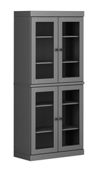 72" Gray Solid Wood Four Door Pantry Or Storage Closet