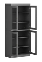 72" Gray Solid Wood Four Door Pantry Or Storage Closet